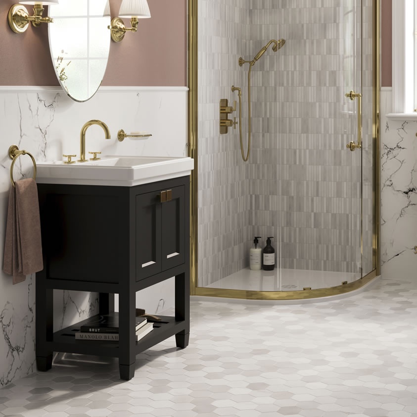 Burlington Riviera 580mm Matt Black Vanity Unit With Basin - Lifestyle Image 1